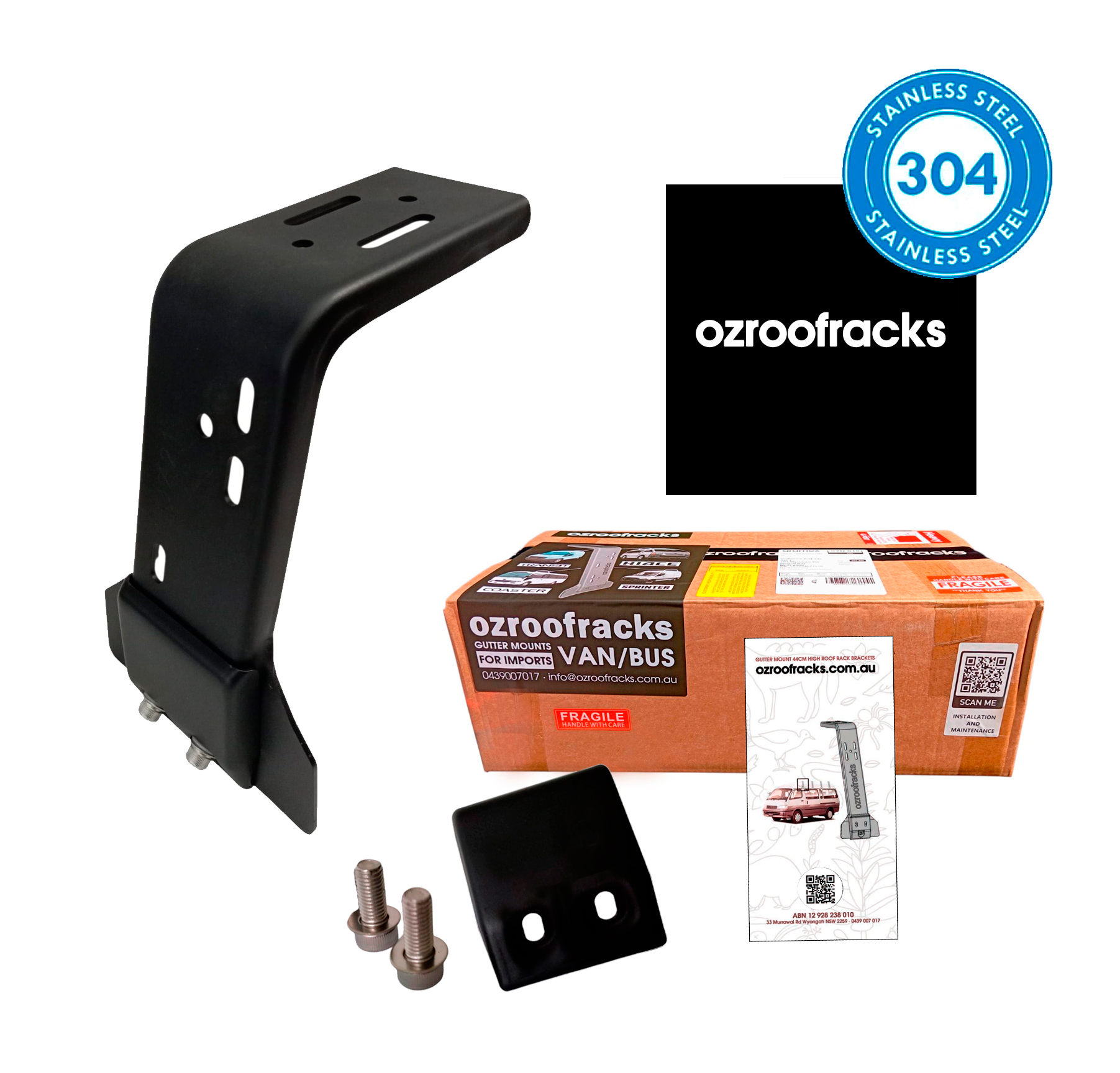 4x OZ21MS Stainless Steel Multislot Bracket 23.5CM