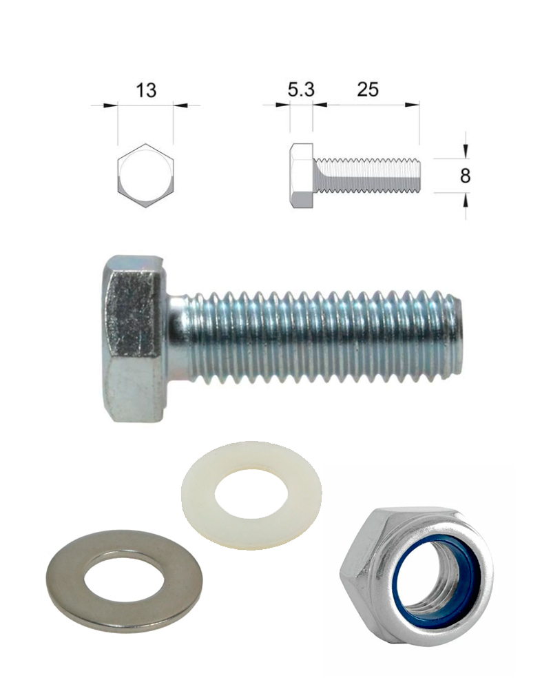 OZ8 Awning Set - M8 25mm hex head bolt, nut and washers